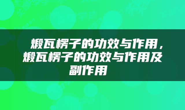 煅瓦楞子的功效与作用,煅瓦楞子的功效与作用及副作用