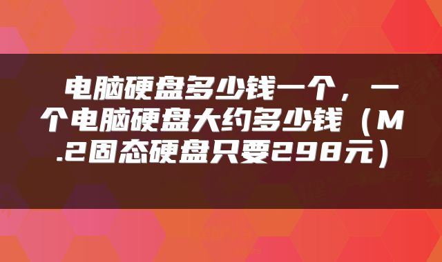  电脑硬盘多少钱一个，一个电脑硬盘大约多少钱（M.2固态硬盘只要298元） 