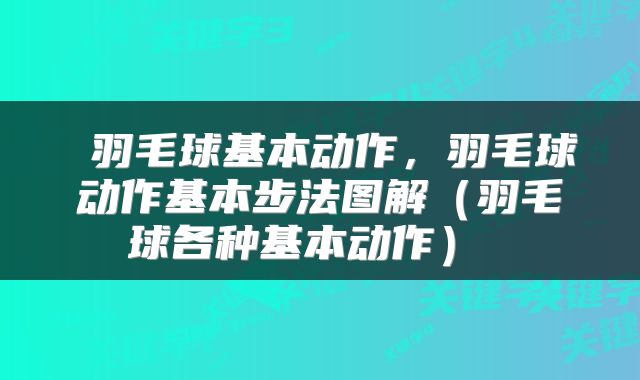  羽毛球基本动作，羽毛球动作基本步法图解（羽毛球各种基本动作） 