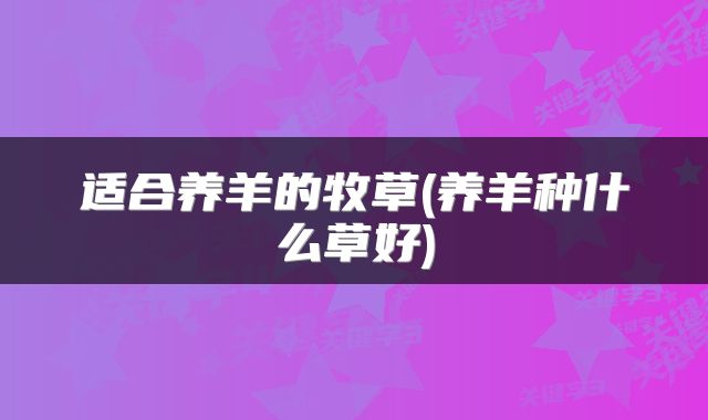 适合养羊的牧草(养羊种什么草好)