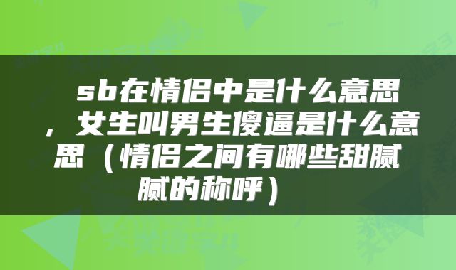 sb在情侣中是什么意思,女生叫男生傻逼是什么意思(情侣之间有哪些甜腻腻的称呼)
