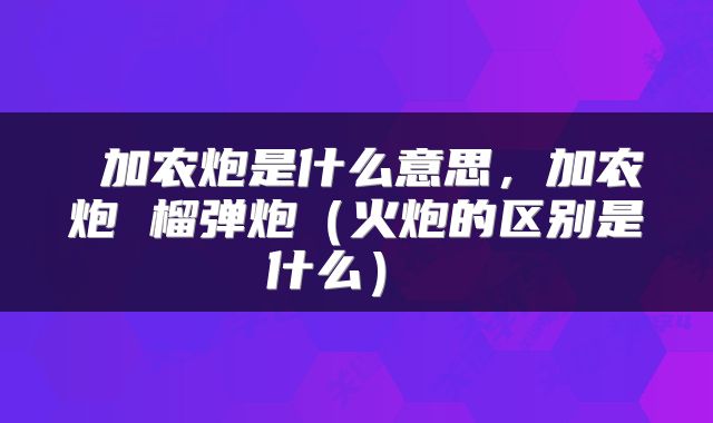  加农炮是什么意思，加农炮 榴弹炮（火炮的区别是什么） 
