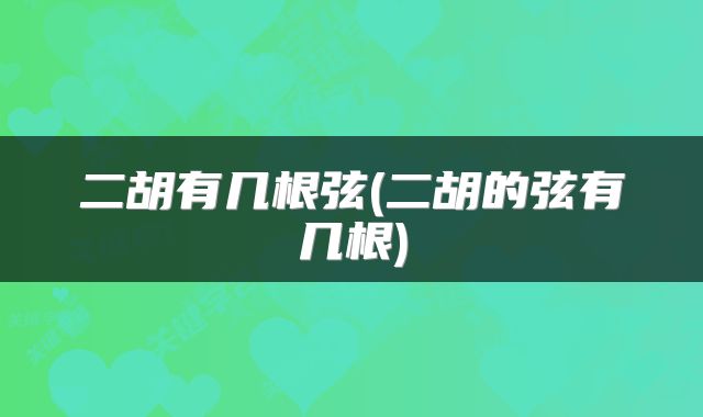 二胡有几根弦(二胡的弦有几根)