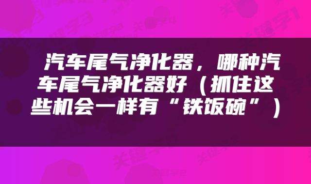 汽车尾气净化器,哪种汽车尾气净化器好(抓住这些机会一样有“铁饭碗”)