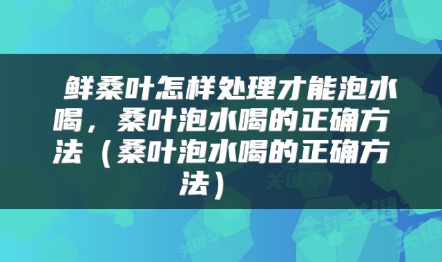 鲜桑叶怎样处理才能泡水喝，桑叶泡水喝的正确方法（桑叶泡水喝的正确方法） 