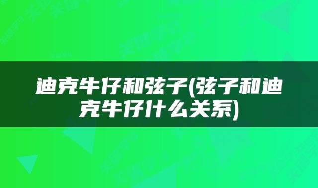 迪克牛仔和弦子(弦子和迪克牛仔什么关系)