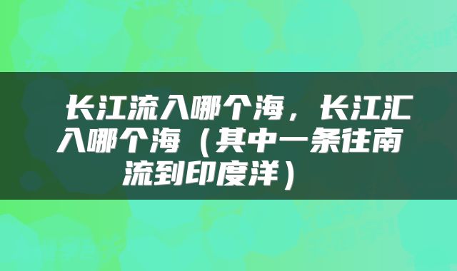 长江流入哪个海,长江汇入哪个海(其中一条往南流到印度洋)