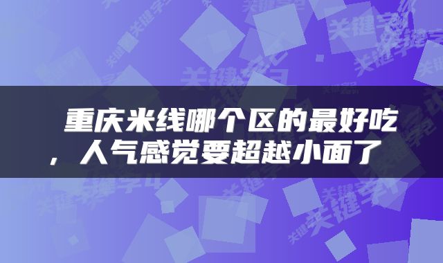  重庆米线哪个区的最好吃，人气感觉要超越小面了 