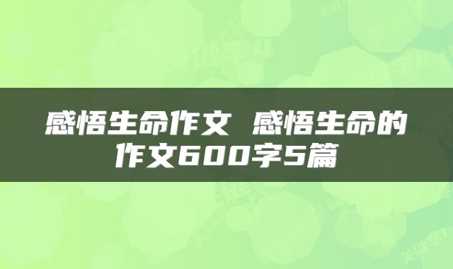 感悟生命作文 感悟生命的作文600字5篇