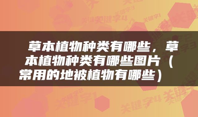  草本植物种类有哪些，草本植物种类有哪些图片（常用的地被植物有哪些） 