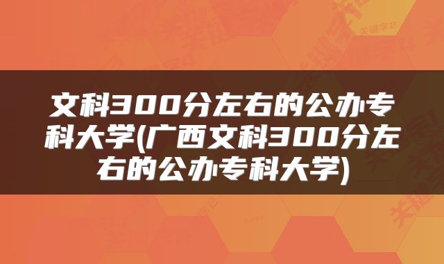 文科300分左右的公办专科大学(广西文科300分左右的公办专科大学)