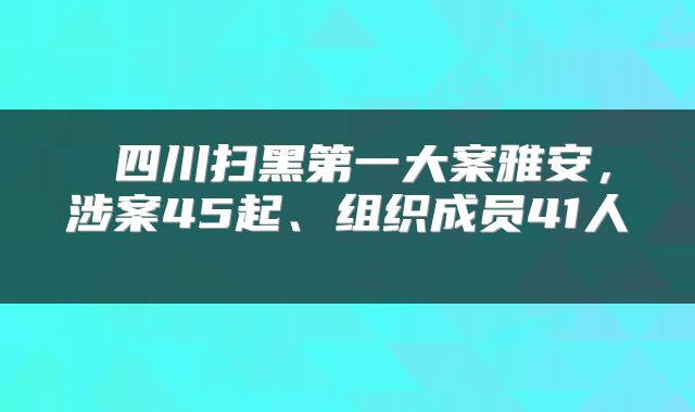 四川扫黑第一大案雅安,涉案45起、组织成员41人