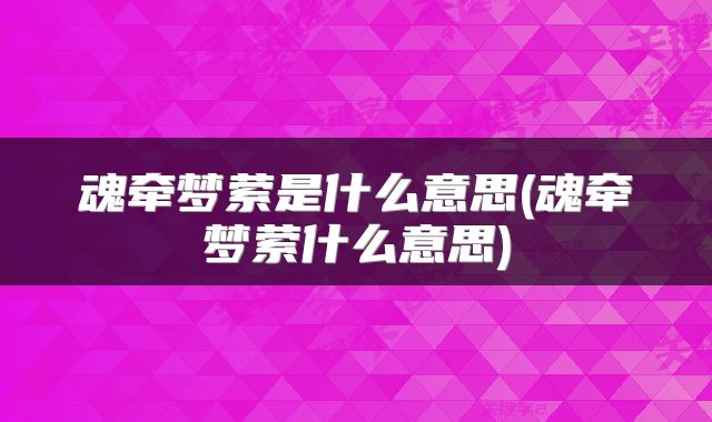 魂牵梦萦是什么意思(魂牵梦萦什么意思)