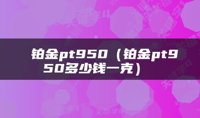  铂金pt950（铂金pt950多少钱一克） 