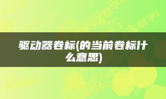 驱动器卷标(的当前卷标什么意思)