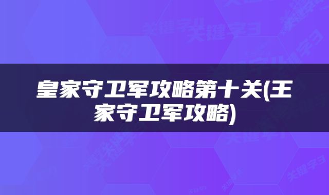 皇家守卫军攻略第十关(王家守卫军攻略)