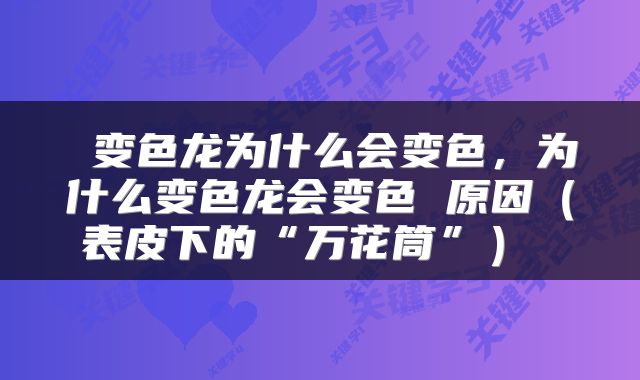  变色龙为什么会变色，为什么变色龙会变色 原因（表皮下的“万花筒”） 