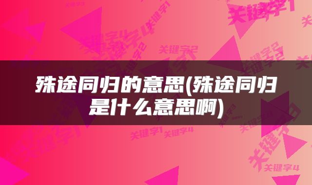 殊途同归的意思(殊途同归是什么意思啊)