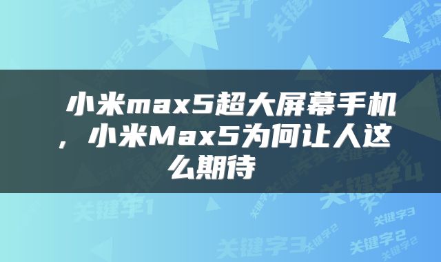  小米max5超大屏幕手机，小米Max5为何让人这么期待 