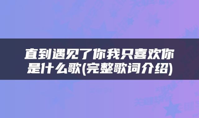 直到遇见了你我只喜欢你是什么歌(完整歌词介绍)