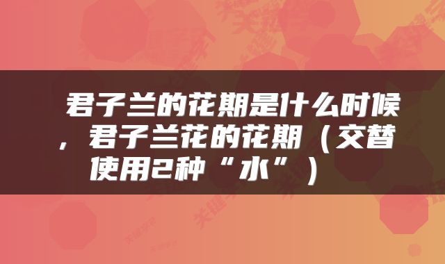 君子兰的花期是什么时候,君子兰花的花期(交替使用2种“水”)