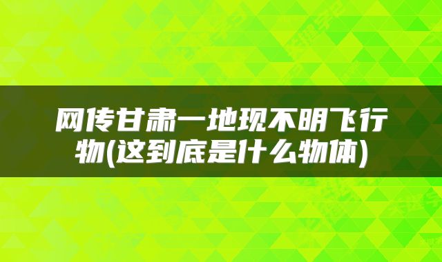 网传甘肃一地现不明飞行物(这到底是什么物体)