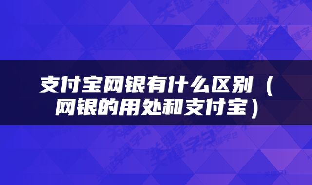 支付宝网银有什么区别（网银的用处和支付宝）