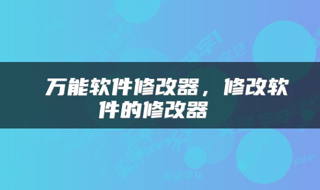  万能软件修改器，修改软件的修改器 