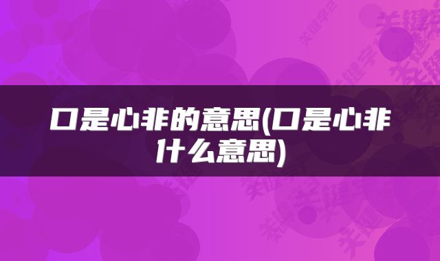 口是心非的意思(口是心非什么意思)