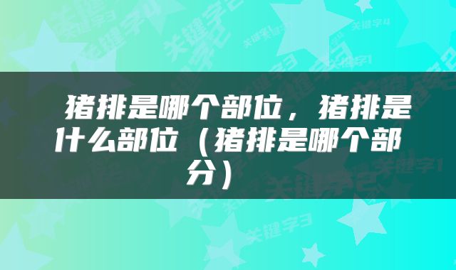 猪排是哪个部位,猪排是什么部位(猪排是哪个部分)