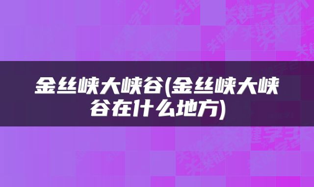 金丝峡大峡谷(金丝峡大峡谷在什么地方)