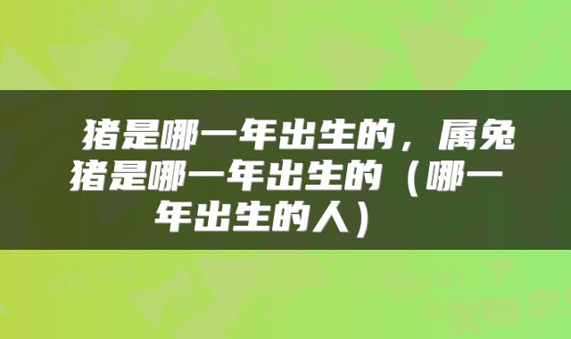 猪是哪一年出生的,属兔猪是哪一年出生的(哪一年出生的人)