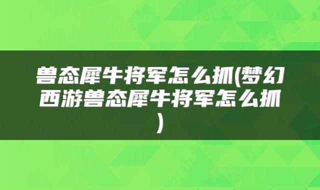 兽态犀牛将军怎么抓(梦幻西游兽态犀牛将军怎么抓)