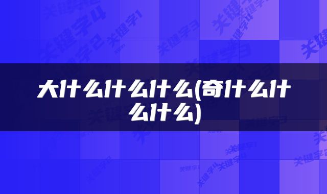 大什么什么什么(奇什么什么什么)