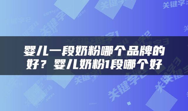 婴儿一段奶粉哪个品牌的好?婴儿奶粉1段哪个好
