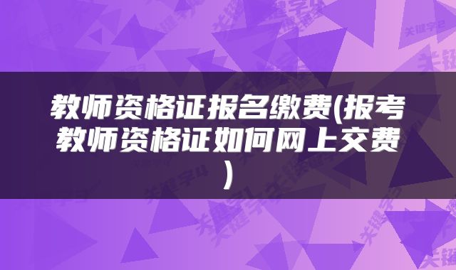 教师资格证报名缴费(报考教师资格证如何网上交费)