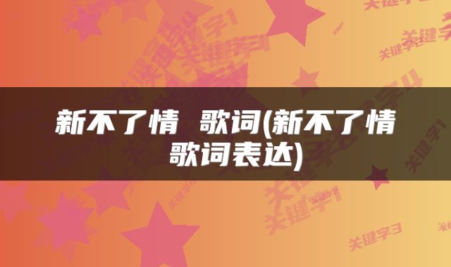 新不了情 歌词(新不了情 歌词表达)