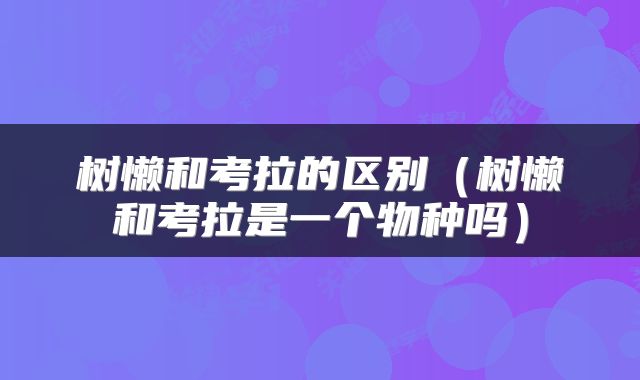 树懒和考拉的区别（树懒和考拉是一个物种吗）