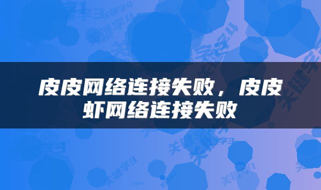 皮皮网络连接失败，皮皮虾网络连接失败