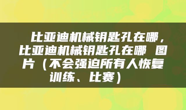  比亚迪机械钥匙孔在哪，比亚迪机械钥匙孔在哪 图片（不会强迫所有人恢复训练、比赛） 