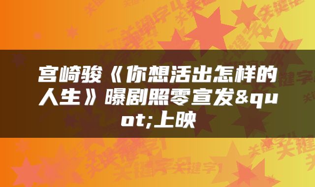 宫崎骏《你想活出怎样的人生》曝剧照零宣发"上映