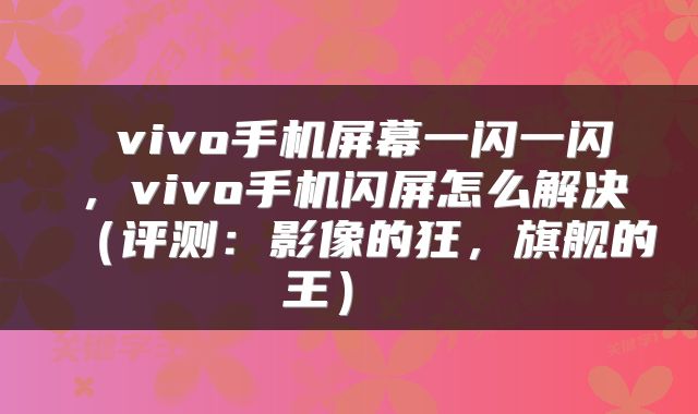  vivo手机屏幕一闪一闪，vivo手机闪屏怎么解决（评测：影像的狂，旗舰的王） 