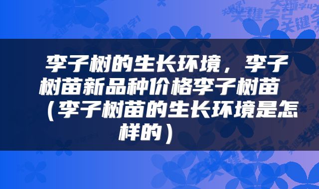  李子树的生长环境，李子树苗新品种价格李子树苗（李子树苗的生长环境是怎样的） 