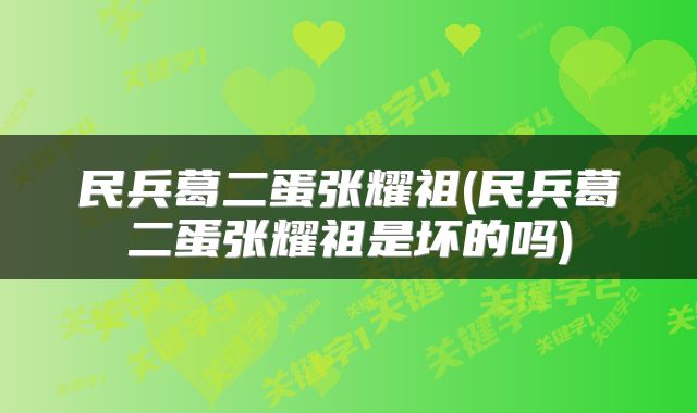 民兵葛二蛋张耀祖(民兵葛二蛋张耀祖是坏的吗)
