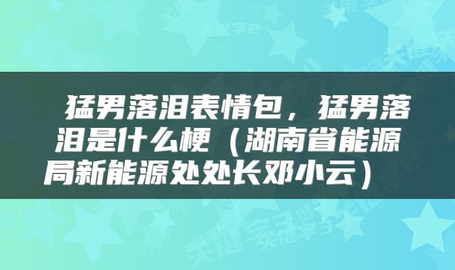  猛男落泪表情包，猛男落泪是什么梗（湖南省能源局新能源处处长邓小云） 