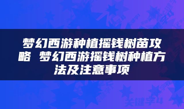 梦幻西游种植摇钱树苗攻略 梦幻西游摇钱树种植方法及注意事项