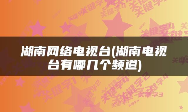 湖南网络电视台(湖南电视台有哪几个频道)