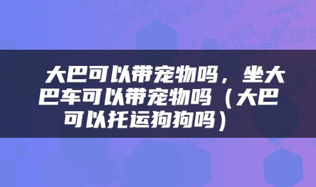 大巴可以带宠物吗,坐大巴车可以带宠物吗(大巴可以托运狗狗吗)