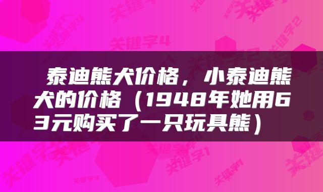  泰迪熊犬价格，小泰迪熊犬的价格（1948年她用63元购买了一只玩具熊） 