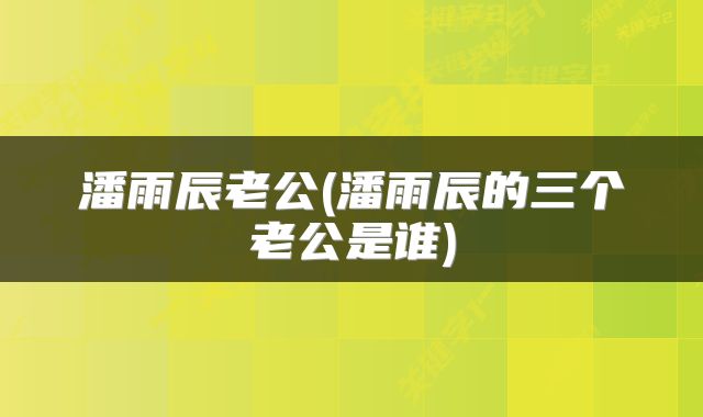 潘雨辰老公(潘雨辰的三个老公是谁)